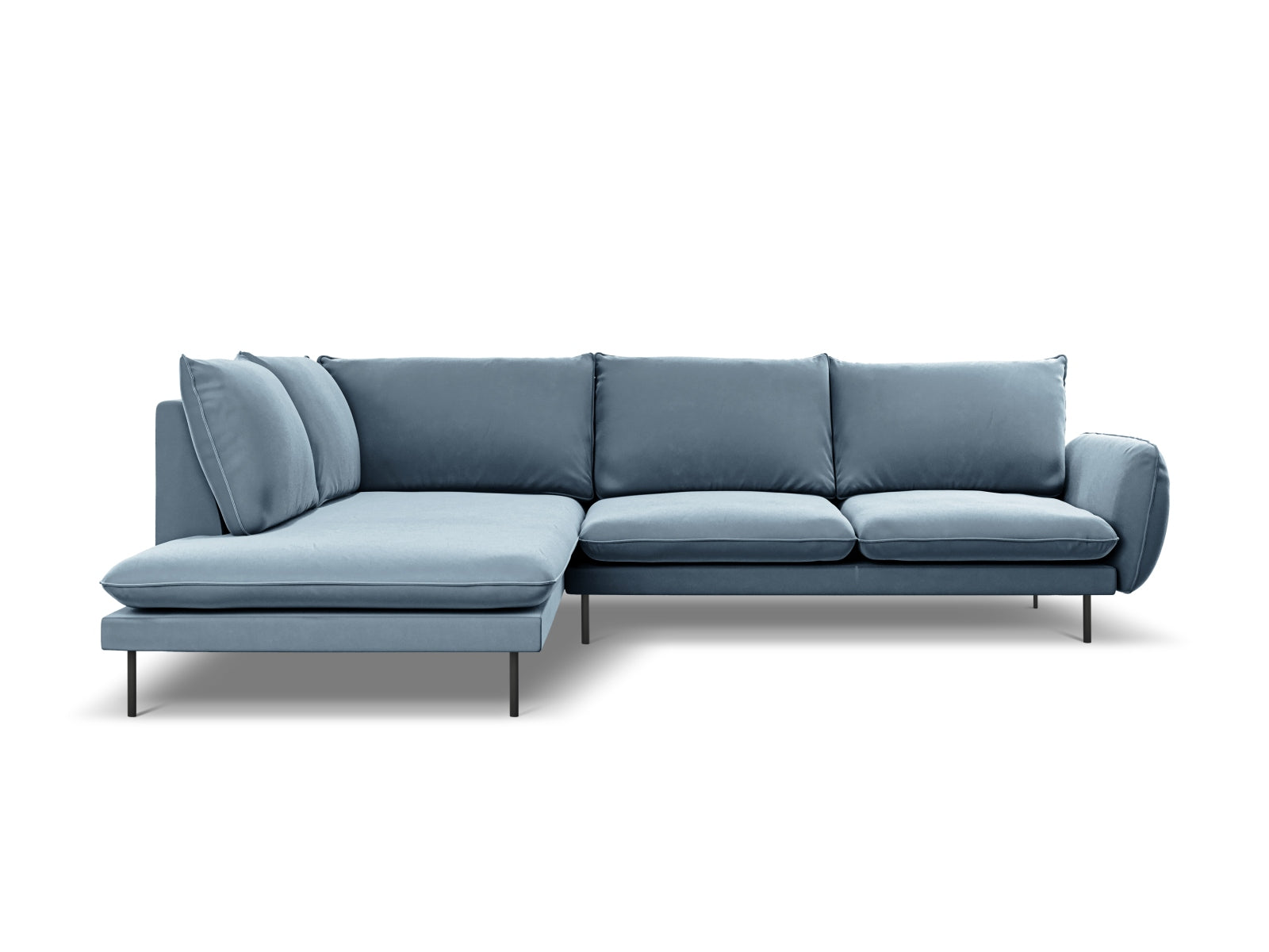 Entdecken Sie das stilvolle Vienna Velour Ecksofa links für 6 Personen. Elegantes Design, hoher Komfort und pflegeleichter Velourstoff für Ihr Wohnzimmer.