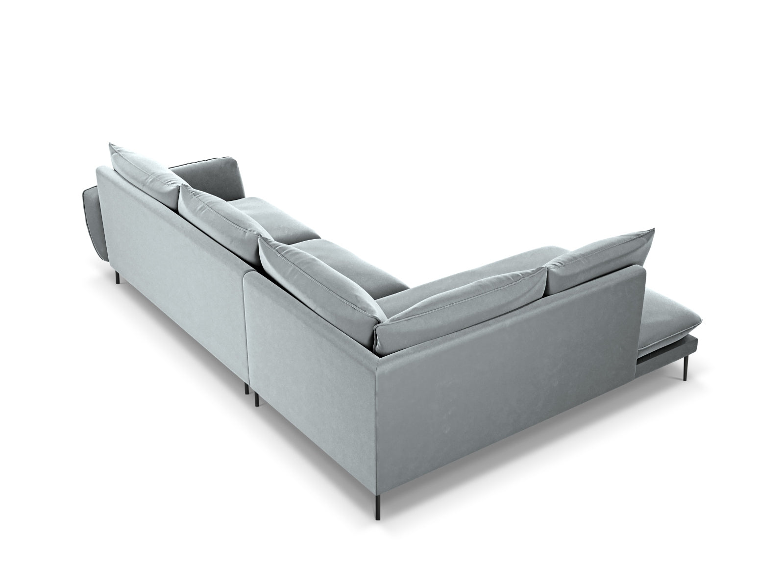 Erleben Sie das Vienna Velour Ecksofa links für 6 Personen. Modernes Design, erstklassige Bequemlichkeit und pflegeleichter Stoff für Ihr Wohnzimmer.