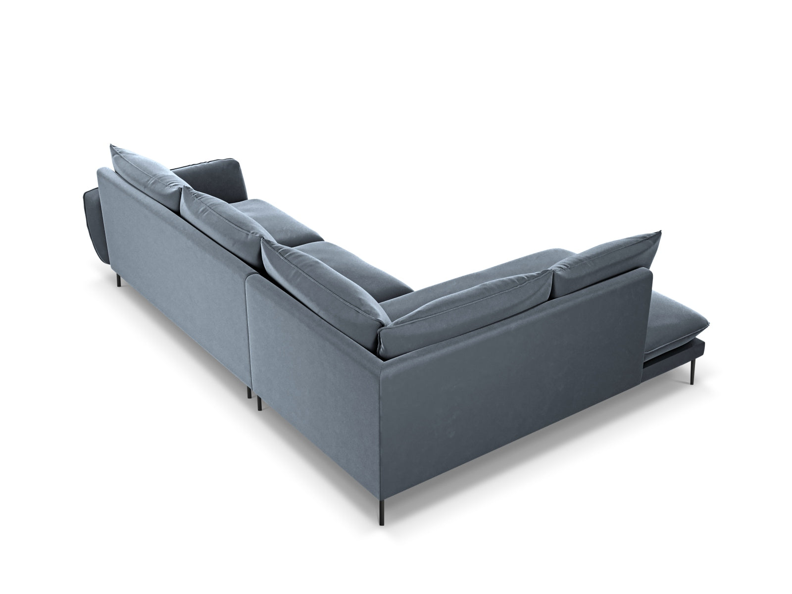 Erleben Sie das Vienna Velour Ecksofa links für 6 Personen. Modernes Design, luxuriöser Velourstoff und optimaler Komfort für gesellige Abende.