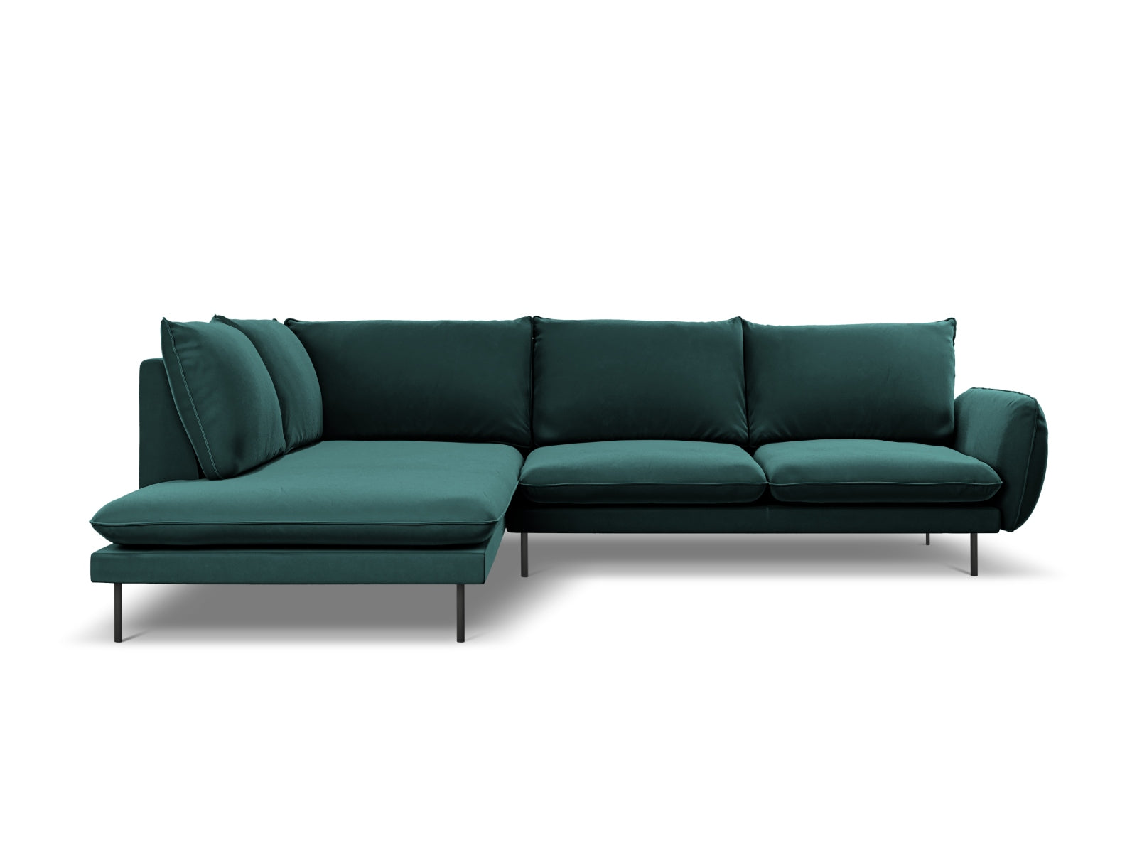 Entdecken Sie das elegante Vienna Velour Ecksofa links für 6 Personen. Stilvoll, komfortabel und ideal für Ihr Wohnzimmer – jetzt bei KAQTU!