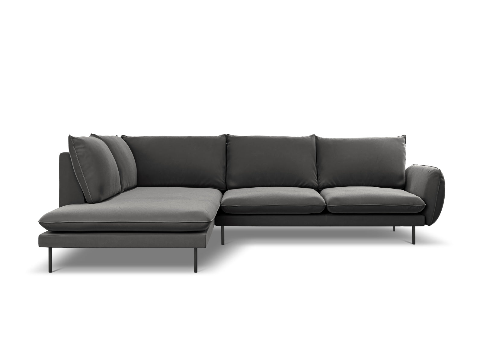 Entdecken Sie das stilvolle Vienna Velour Ecksofa links für 6 Personen. Elegantes Design, hoher Komfort und pflegeleichter Velourstoff für Ihr Zuhause.