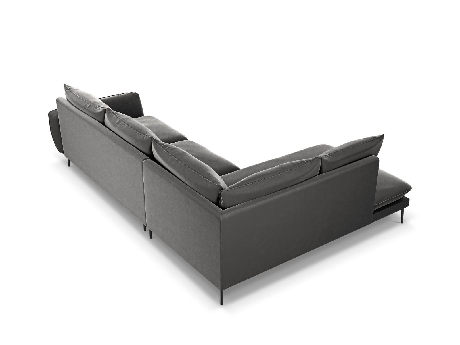 Erleben Sie das Vienna Velour Ecksofa links für 6 Personen. Modernes Design, erstklassige Bequemlichkeit und pflegeleichter Stoff für Ihr Wohnzimmer.