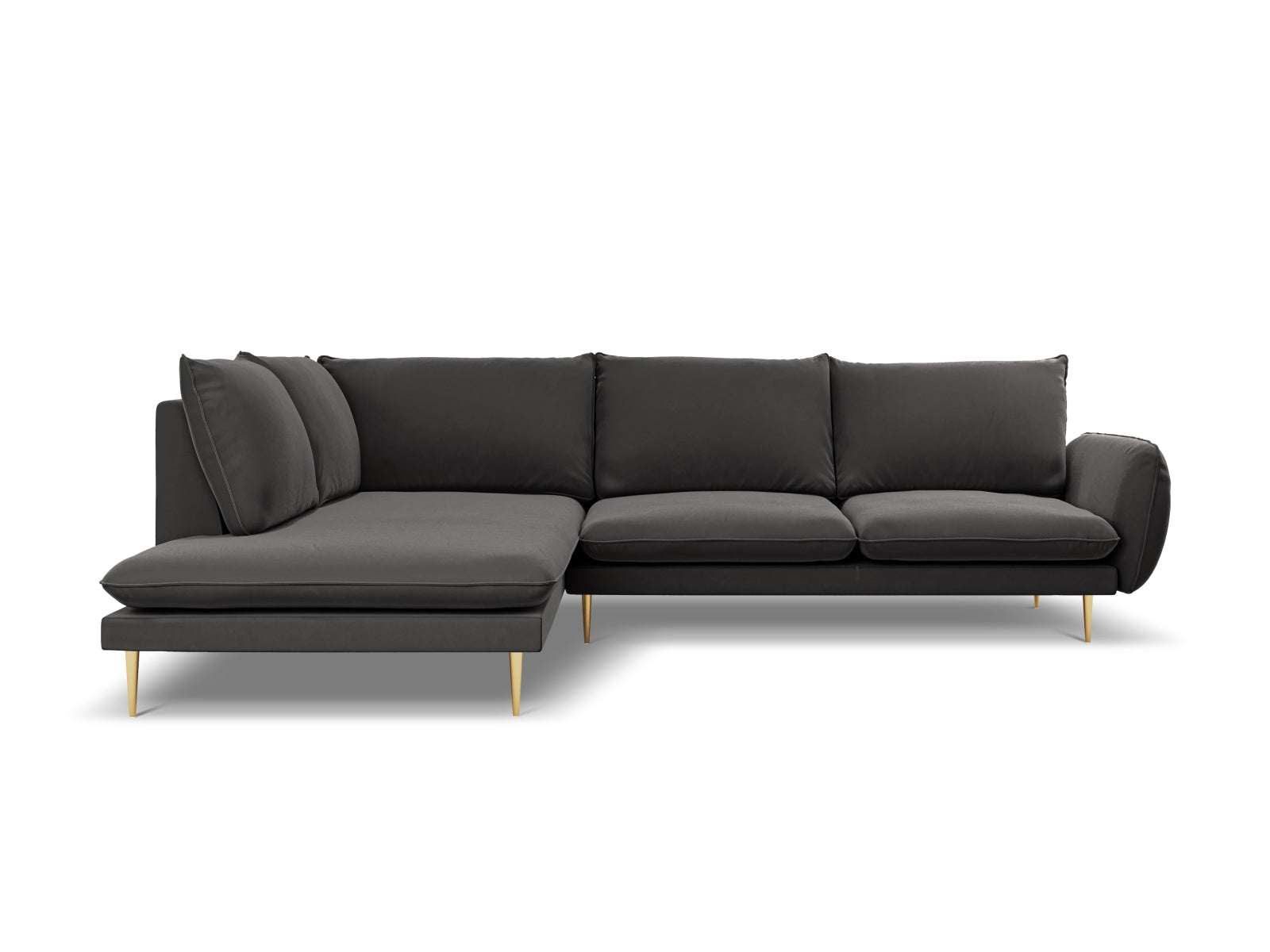 Erleben Sie das Vienna Velour Ecksofa links für 6 Personen. Modernes Design, luxuriöser Velourstoff und optimaler Komfort für gesellige Abende.