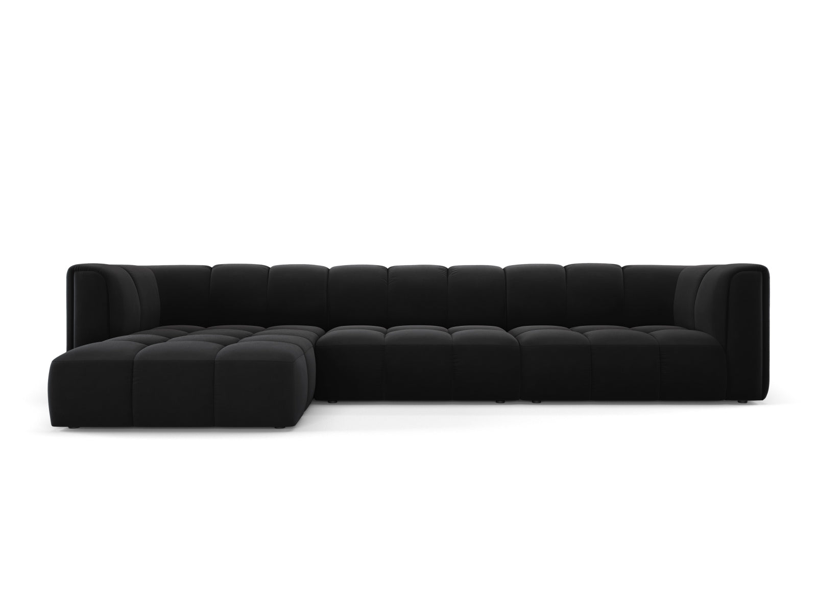 5-Sitzer Modular Ecksofa links Moritz in Black-Bluvel präsentiert im Onlineshop von KAQTU Design AG. Ecksofa links ist von Cosmopolitan Design