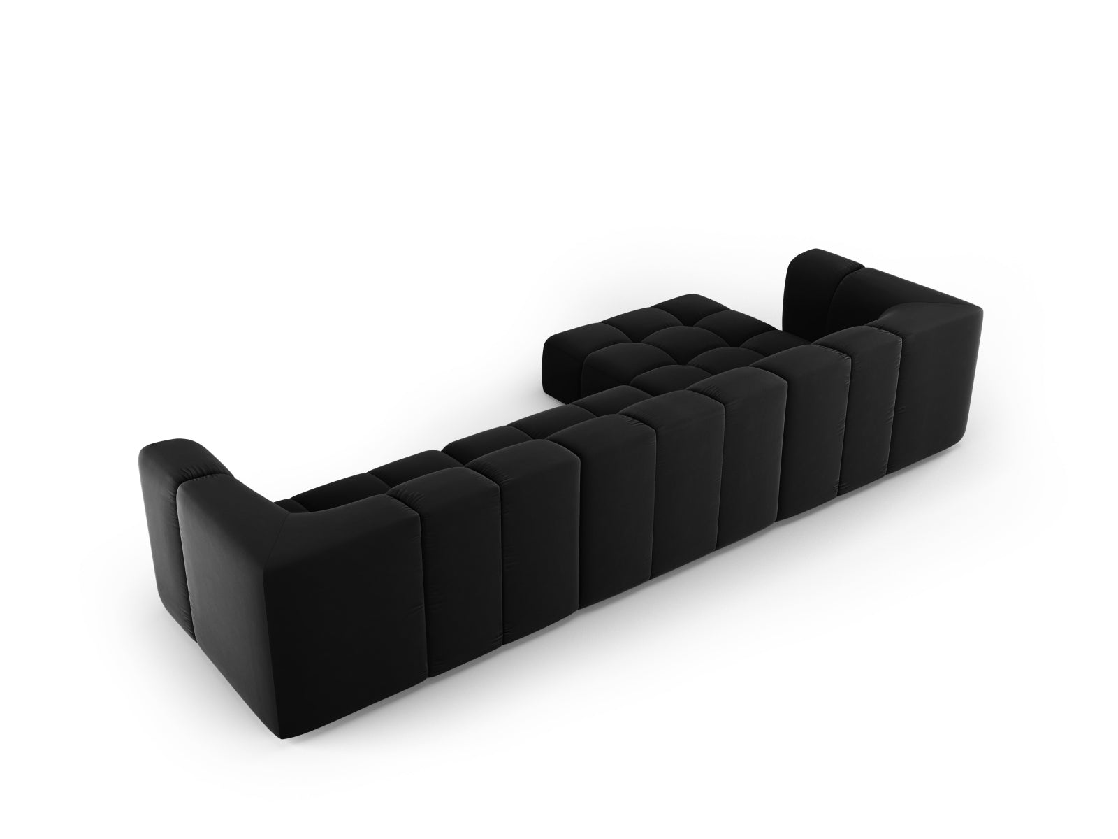 5-Sitzer Modular Ecksofa links Moritz in Black-Bluvel präsentiert im Onlineshop von KAQTU Design AG. Ecksofa links ist von Cosmopolitan Design