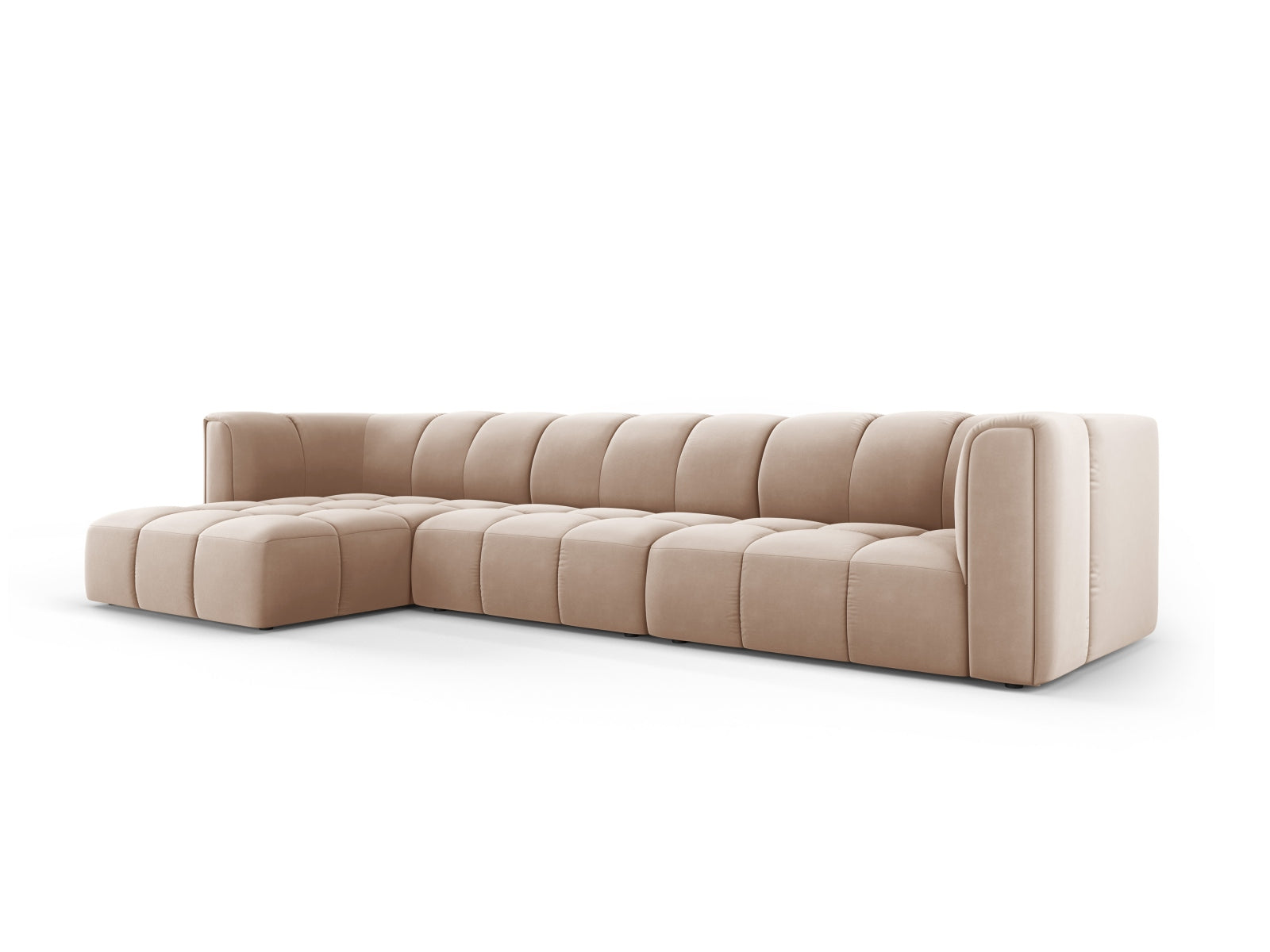 5-Sitzer Modular Ecksofa links Moritz in Beige-Bluvel präsentiert im Onlineshop von KAQTU Design AG. Ecksofa links ist von Cosmopolitan Design