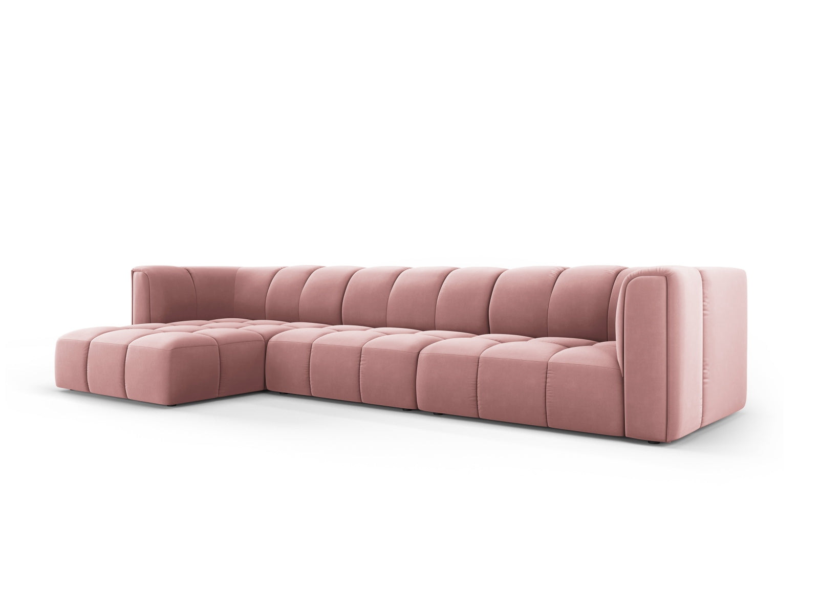 5-Sitzer Modular Ecksofa links Moritz in Pink-Bluvel präsentiert im Onlineshop von KAQTU Design AG. Ecksofa links ist von Cosmopolitan Design