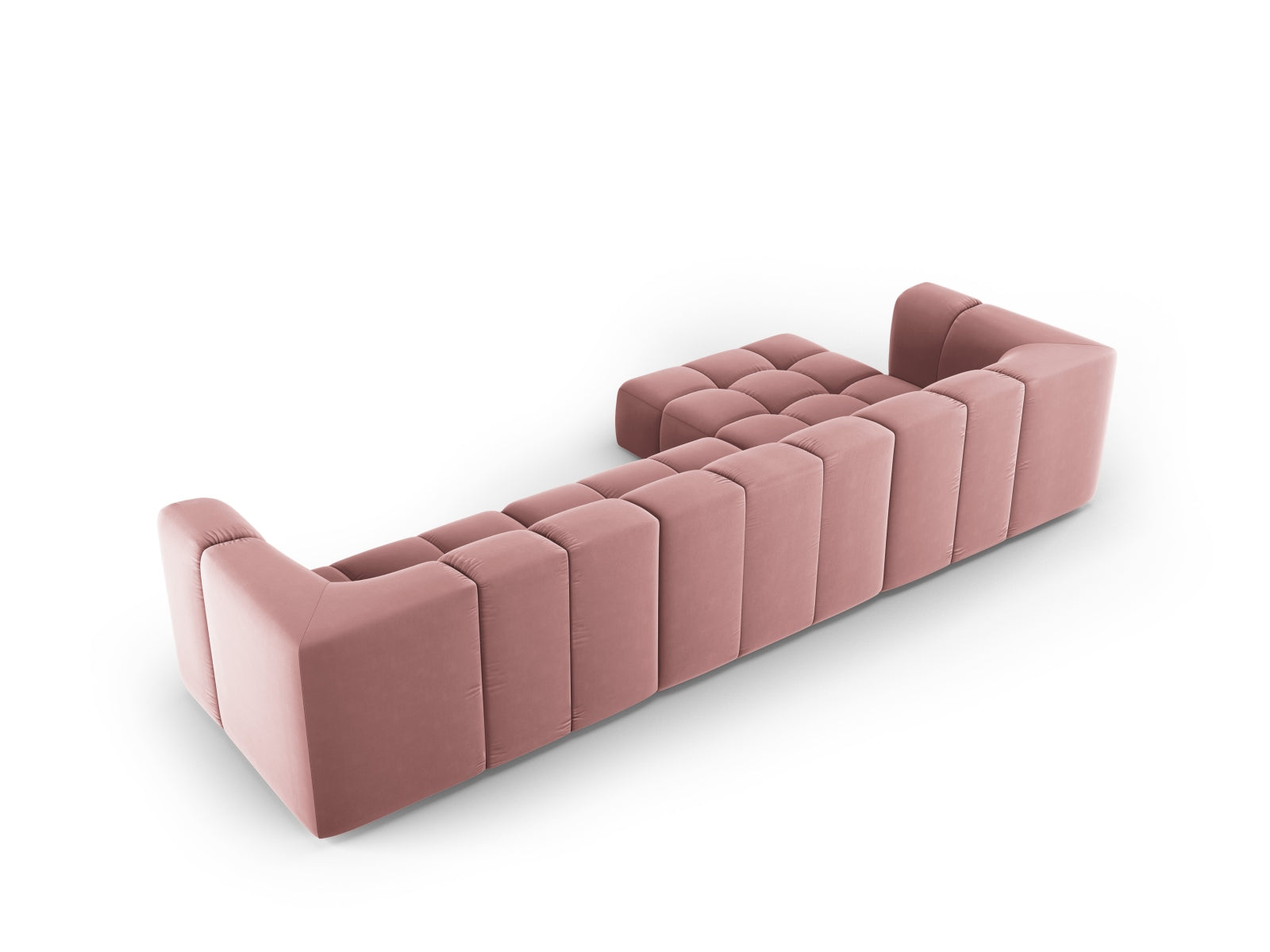 5-Sitzer Modular Ecksofa links Moritz in Pink-Bluvel präsentiert im Onlineshop von KAQTU Design AG. Ecksofa links ist von Cosmopolitan Design