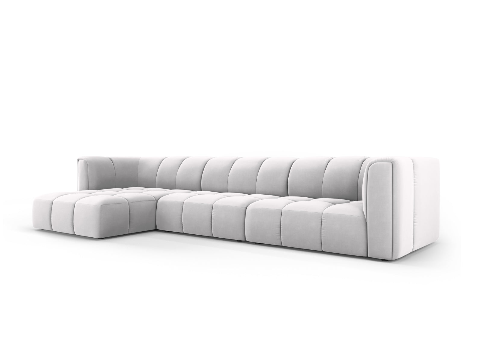 5-Sitzer Modular Ecksofa links Moritz in Silver-Bluvel präsentiert im Onlineshop von KAQTU Design AG. Ecksofa links ist von Cosmopolitan Design