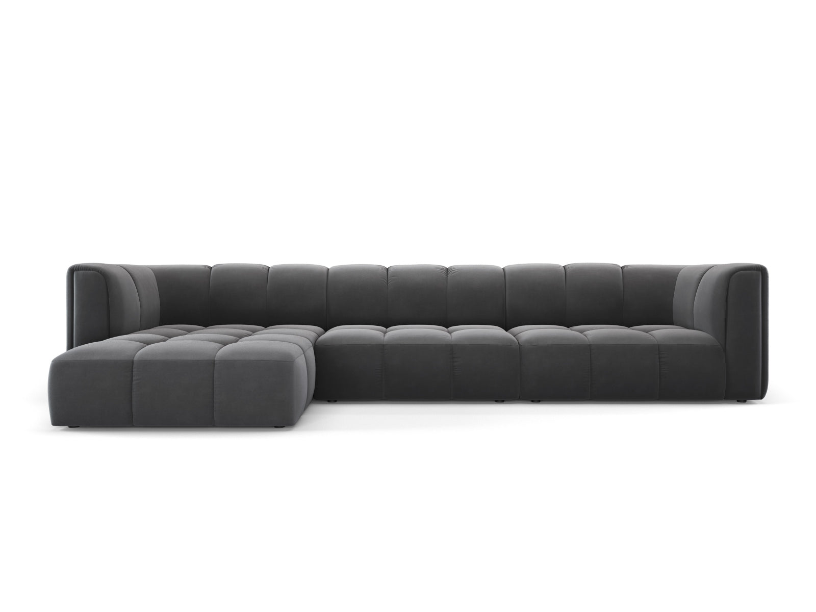 5-Sitzer Modular Ecksofa links Moritz in Grey-Bluvel präsentiert im Onlineshop von KAQTU Design AG. Ecksofa links ist von Cosmopolitan Design