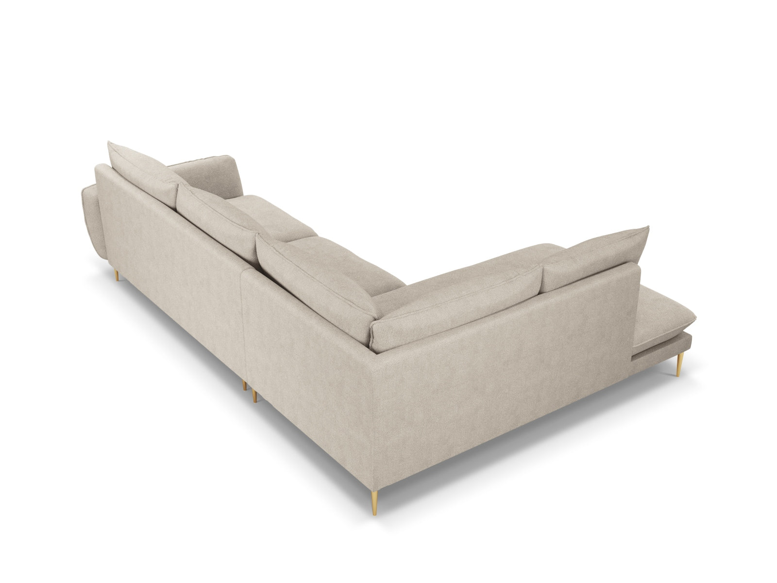 Modernes 6-Sitzer Ecksofa links, 185 cm, in hellem Beige, perfekt für gemütliche und stilvolle Wohnbereiche.