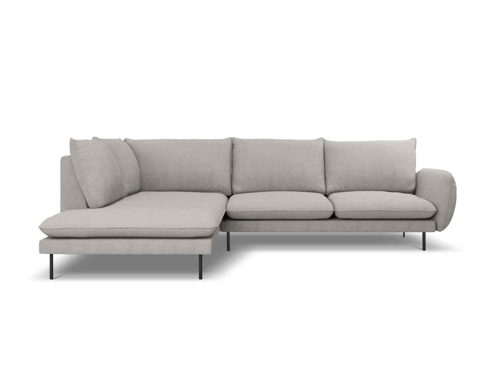 Stylisches Vienna Ecksofa links für 6 Personen, 185 cm, in elegantem Light Grey und Schwarz-Asgard, ideal für moderne Wohnräume.