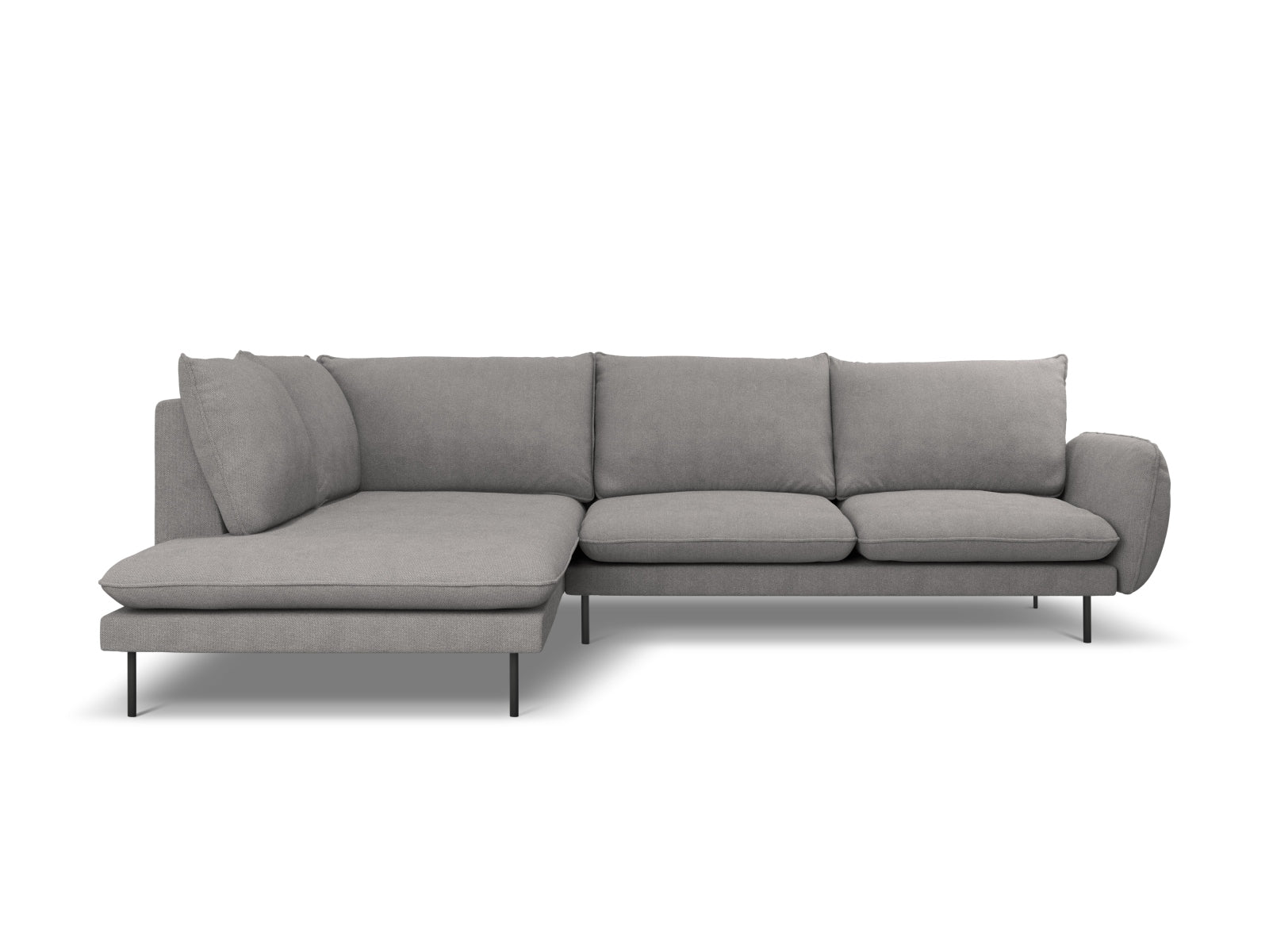 Elegantes Vienna Ecksofa links, 6 Sitzer, 185 cm in Dunkelgrau/Schwarz-Positano, ideal für stilvolle Wohnräume.