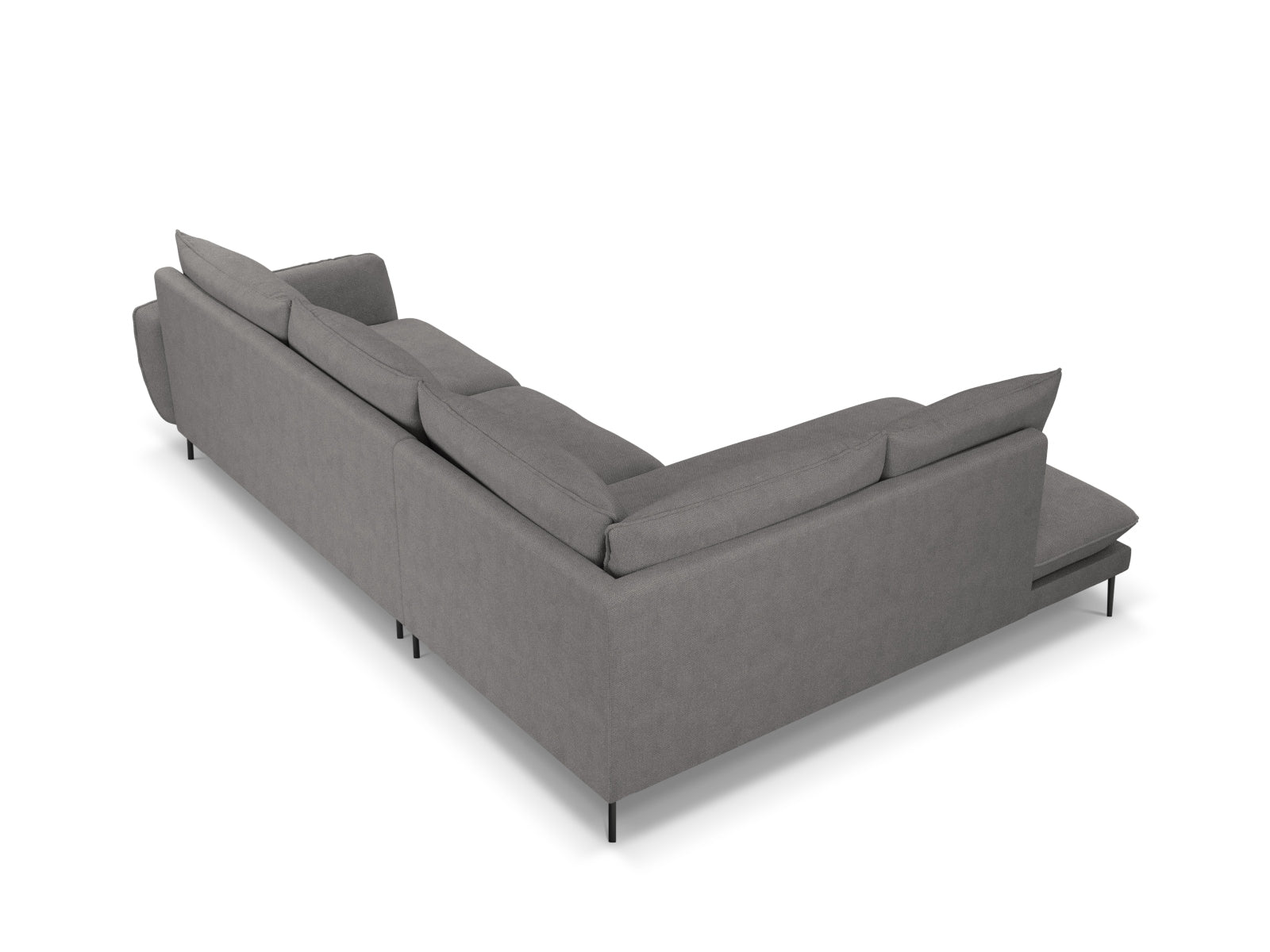 Modernes 6-Sitzer Ecksofa links, 185 cm, in Dunkelgrau/Schwarz-Positano, perfekt für gemütliche und stilvolle Wohnzimmer.