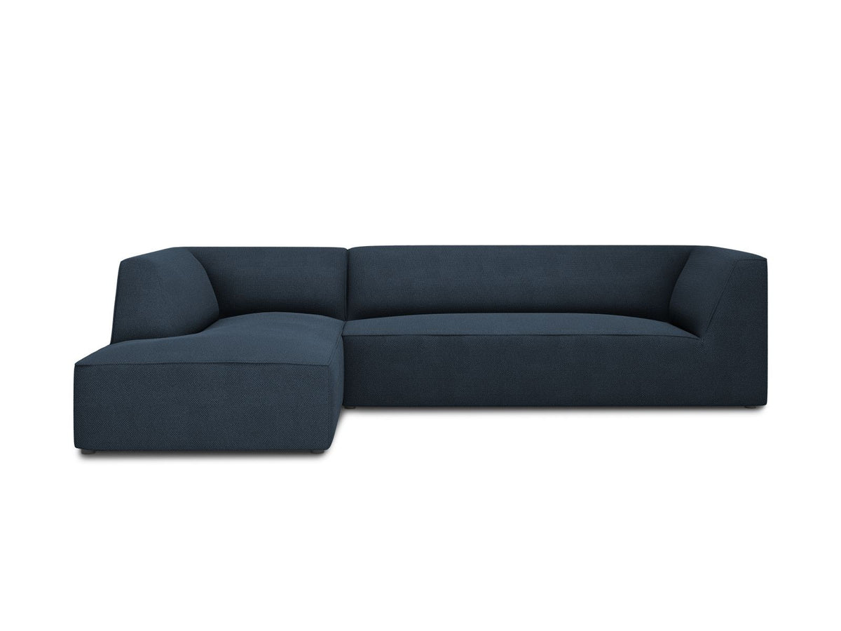 Modulares Ecksofa Siena links, 4-Sitzer, Light Beige-Scala Stoff, Massivholzrahmen, schwarze Kunststoffbeine, Sitzhöhe 40 cm.