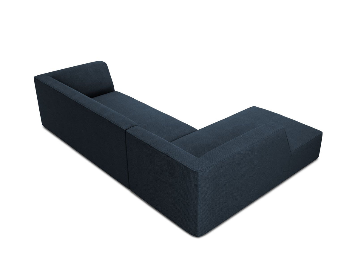Modulares Ecksofa Siena links, 4-Sitzer, Light Beige-Scala Stoff, Massivholzrahmen, schwarze Kunststoffbeine, Sitzhöhe 40 cm.
