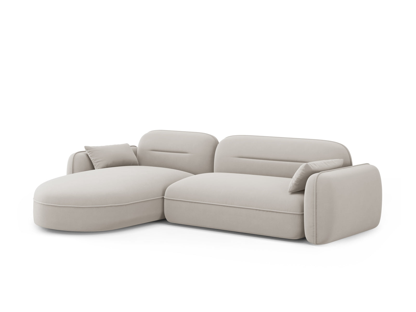 Sydney Velour Modular Ecksofa links 4 Sitzer in Light Beige präsentiert im Onlineshop von KAQTU Design AG. Ecksofa links ist von Cosmopolitan Design