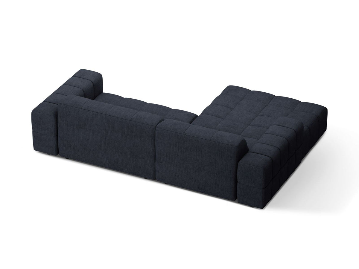 Ecksofa links Chicago in Light Beige-Eden Stoff, Massivholzrahmen mit schwarzen Kunststoffbeinen, Récamiere-Form von Cosmopolitan Design.