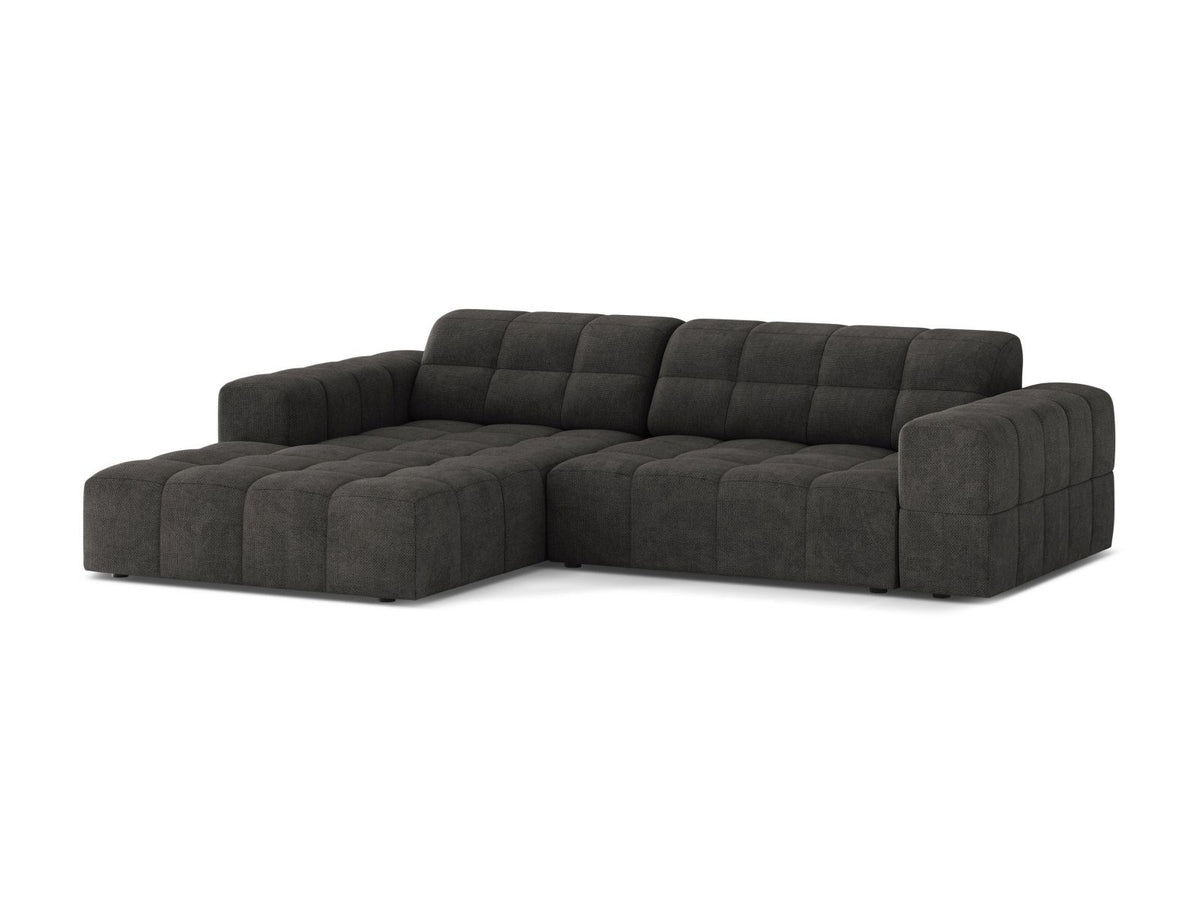 Ecksofa links Chicago in Light Beige-Eden Stoff, Massivholzrahmen mit schwarzen Kunststoffbeinen, Récamiere-Form von Cosmopolitan Design.