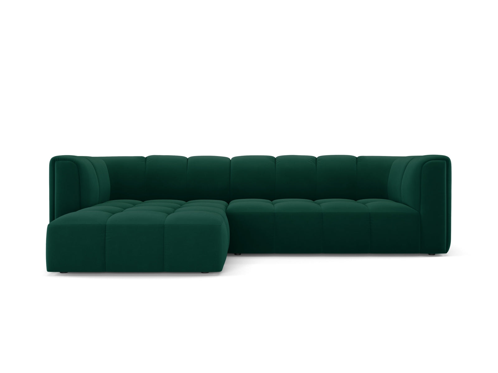 3-Sitzer Modular Ecksofa links Moritz in Bottle Green-Bluvel präsentiert im Onlineshop von KAQTU Design AG. Ecksofa links ist von Cosmopolitan Design