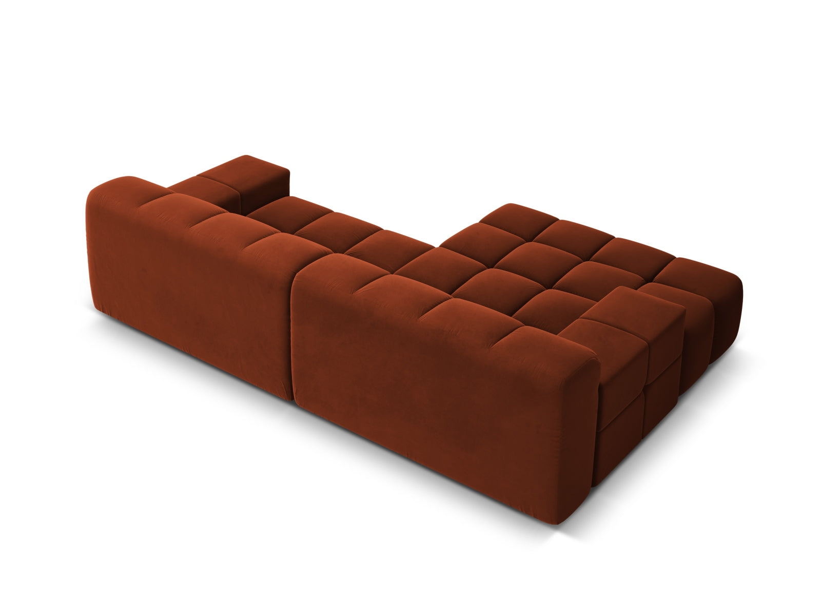 Modernes 2-Sitzer Ecksofa links Hawaii in edlem Auburn-Magic Velvet, ideal für gemütliche Abende und stilvolle Einrichtung.