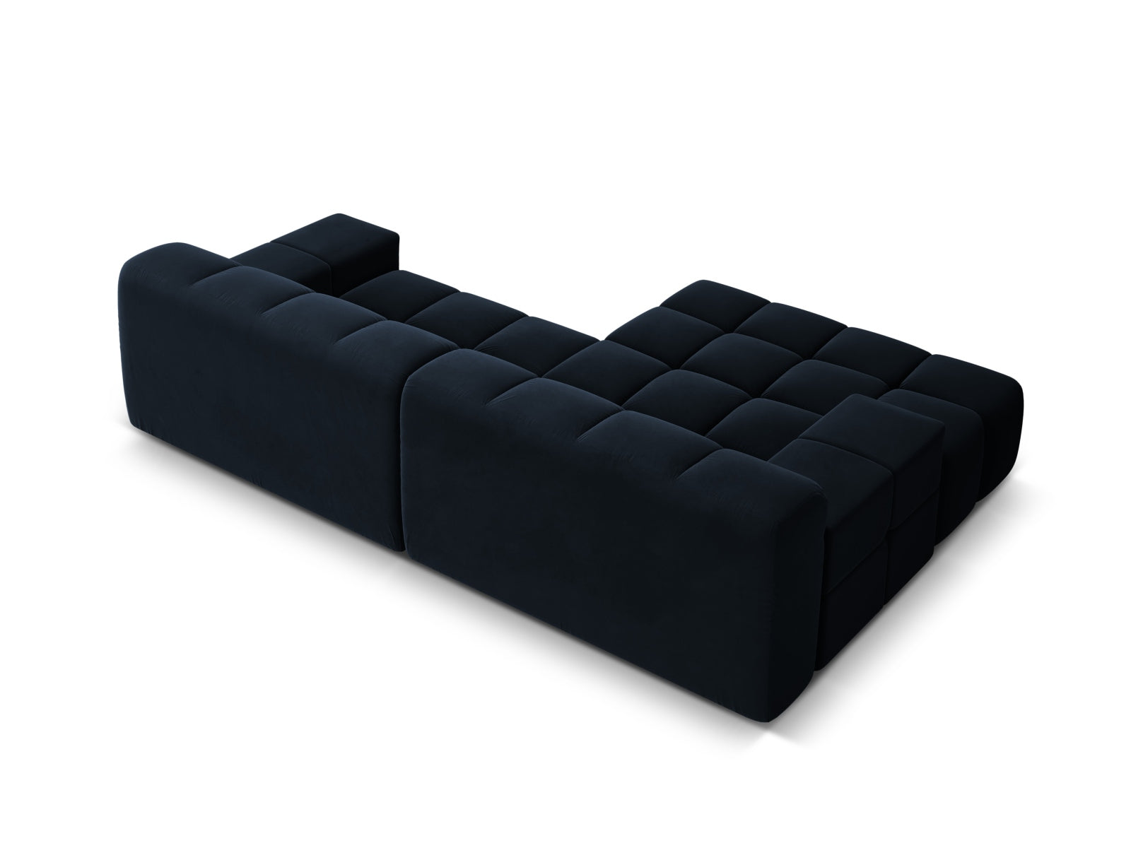 Elegantes 2-Sitzer Ecksofa links Hawaii in luxuriösem Navy Blue-Magic Velvet, ideal für stilvolle und einladende Wohnräume von Cosmopolitan Design.