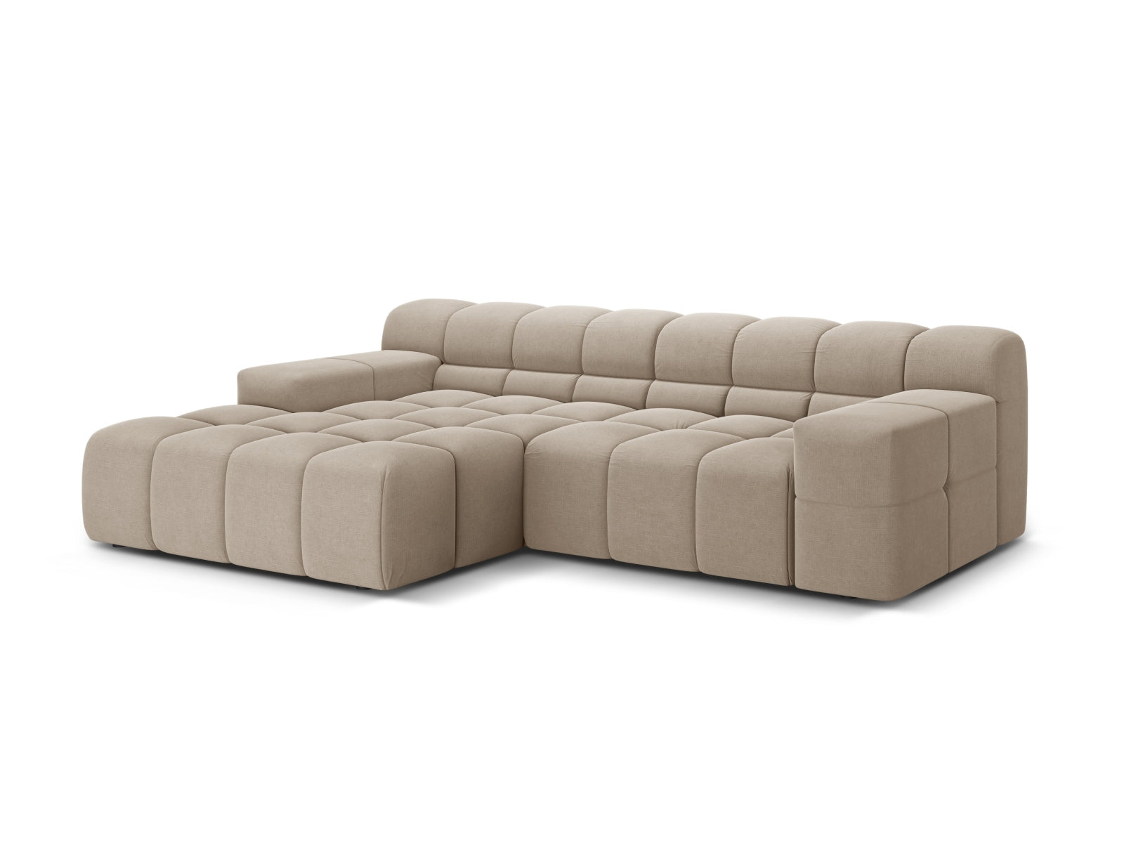 Stylisches 2-Sitzer Ecksofa links Hawaii in elegantem Cappuccino-Moly, ideal für moderne Wohnräume und gemütliche Abende.
