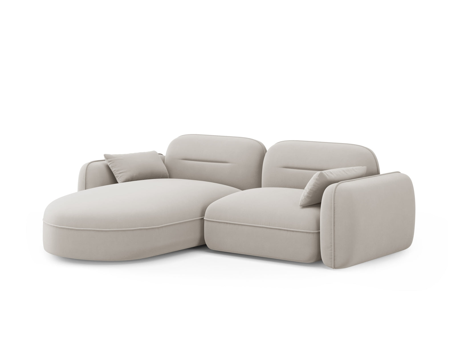 Sydney Velour Modular Ecksofa links 3 Sitzer in Light Beige präsentiert im Onlineshop von KAQTU Design AG. Ecksofa links ist von Cosmopolitan Design