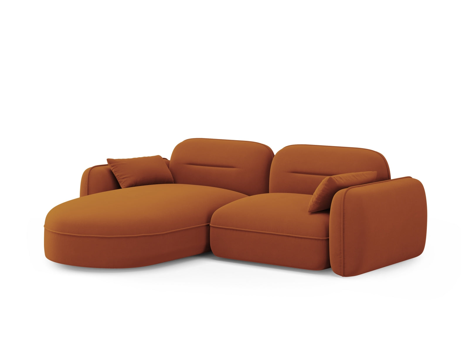 Sydney Velour Modular Ecksofa links 3 Sitzer in Terracotta präsentiert im Onlineshop von KAQTU Design AG. Ecksofa links ist von Cosmopolitan Design