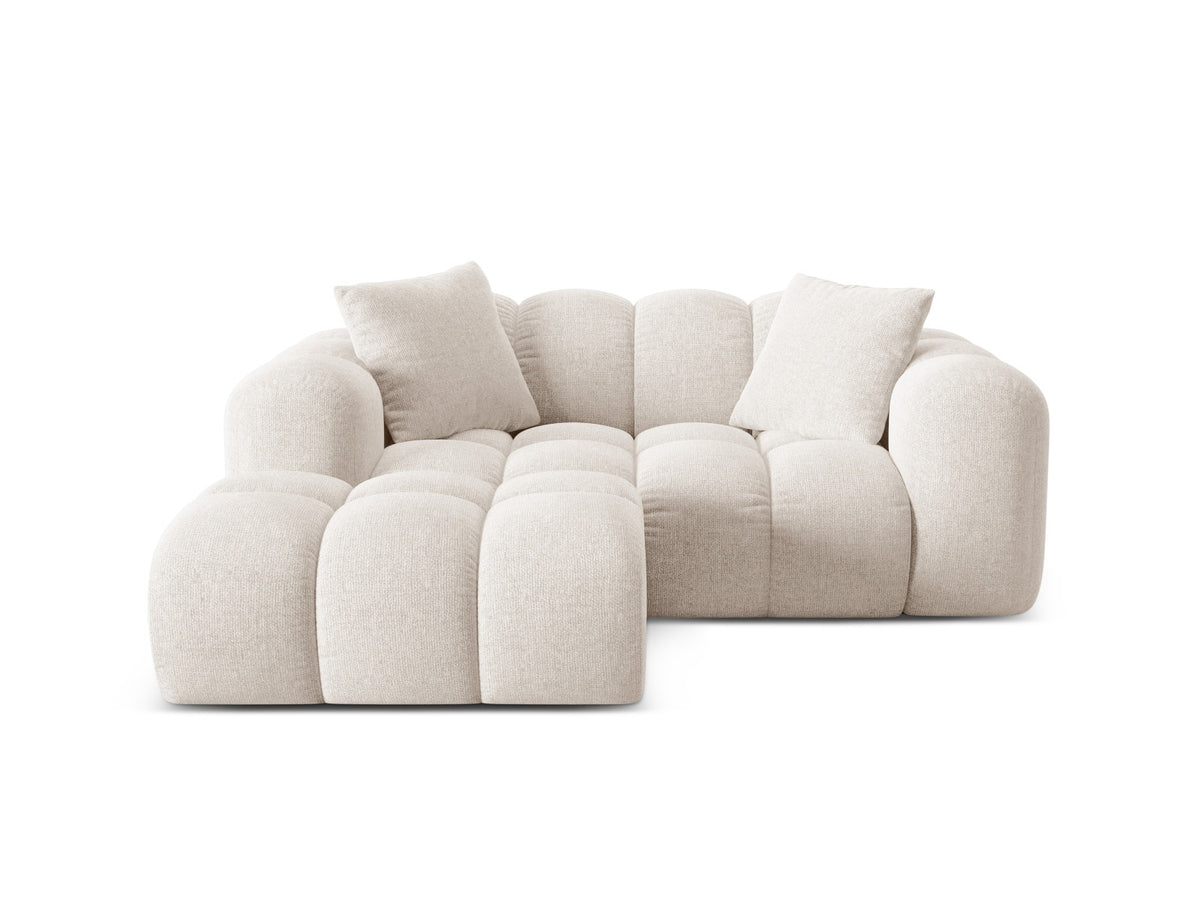 Ecksofa links Treno 2-Sitzer mit Récamiere, Stoffbezug und schwarzen Kunststoffbeinen