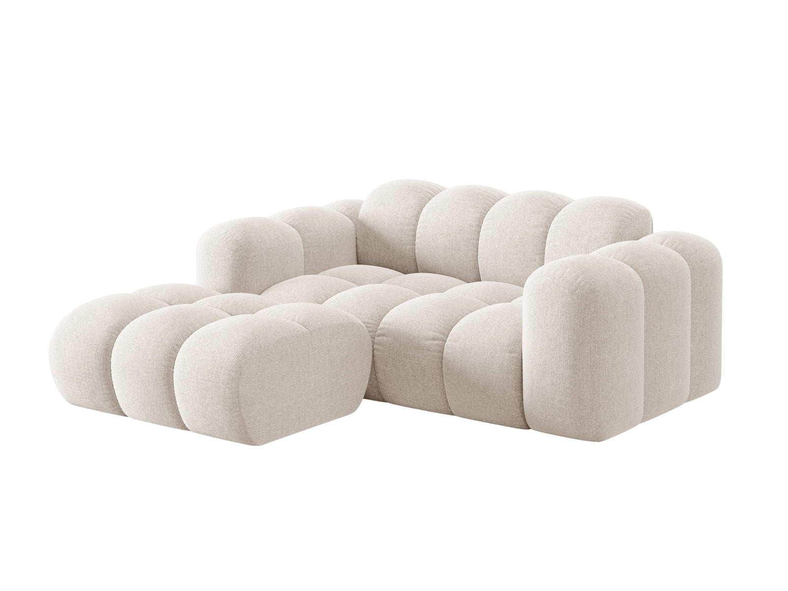 Stylisches 2-Sitzer Ecksofa Treno in hellem Beige, ideal für moderne Wohnräume, präsentiert von Cosmopolitan Design.