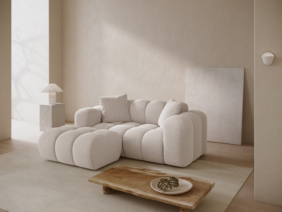 Ecksofa links Treno 2-Sitzer mit Récamiere, Stoffbezug und schwarzen Kunststoffbeinen