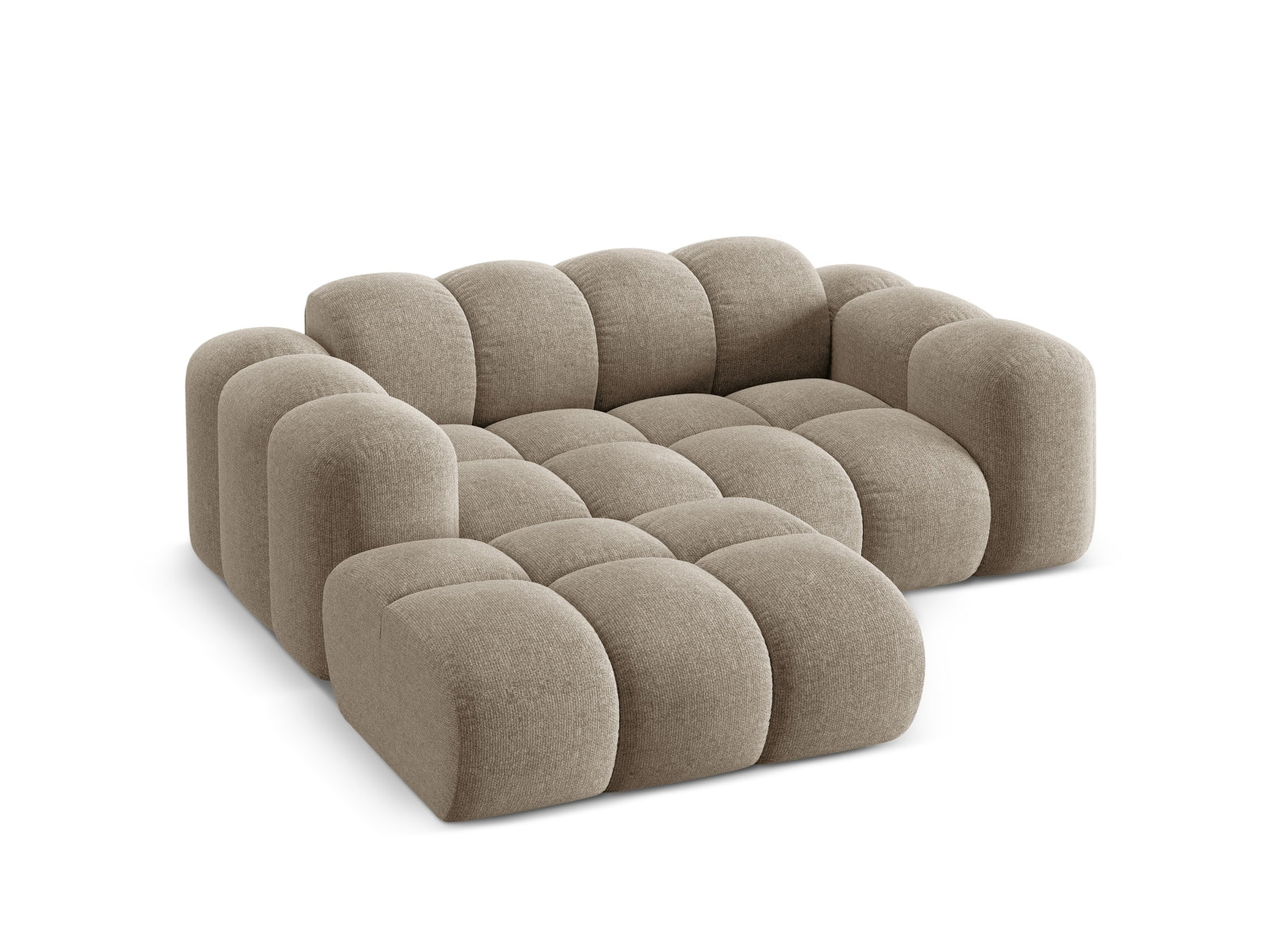 Modernes 2-Sitzer Ecksofa Treno in edlem Dunkelbeige, ideal für stilvolle Wohnräume und gemütliche Entspannung, erhältlich bei Cosmopolitan Design.
