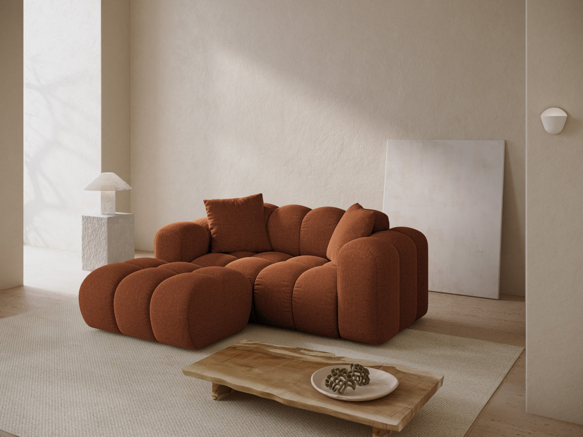 Ecksofa links Treno 2-Sitzer mit Récamiere, Stoffbezug und schwarzen Kunststoffbeinen