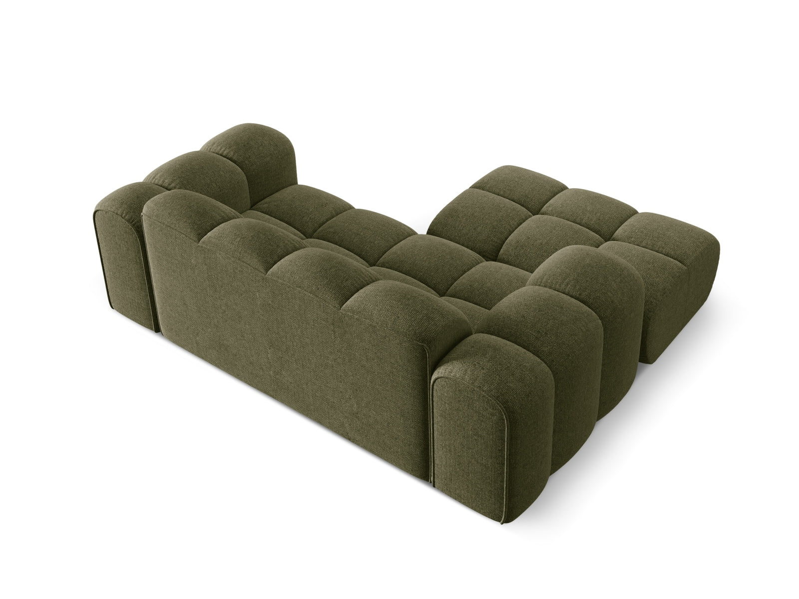 Elegantes 2-Sitzer Ecksofa Treno in Green-Eden, perfekt für stilvolle Wohnzimmer und entspannte Stunden, erhältlich bei Cosmopolitan Design.