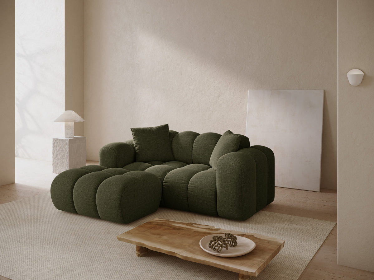 Ecksofa links Treno 2-Sitzer mit Récamiere, Stoffbezug und schwarzen Kunststoffbeinen