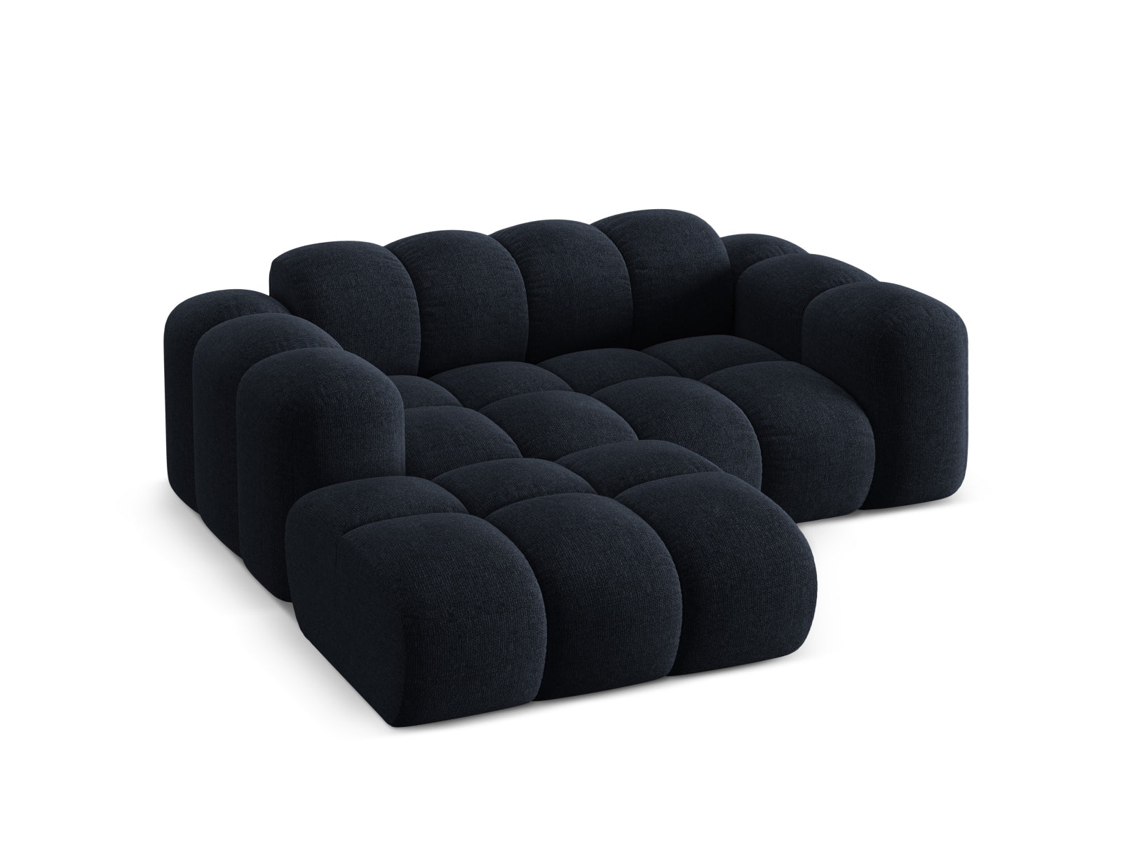 Modernes 2-Sitzer Ecksofa Treno in edlem Navy Blue-Eden, ideal für gemütliche und stilvolle Wohnräume von Cosmopolitan Design.