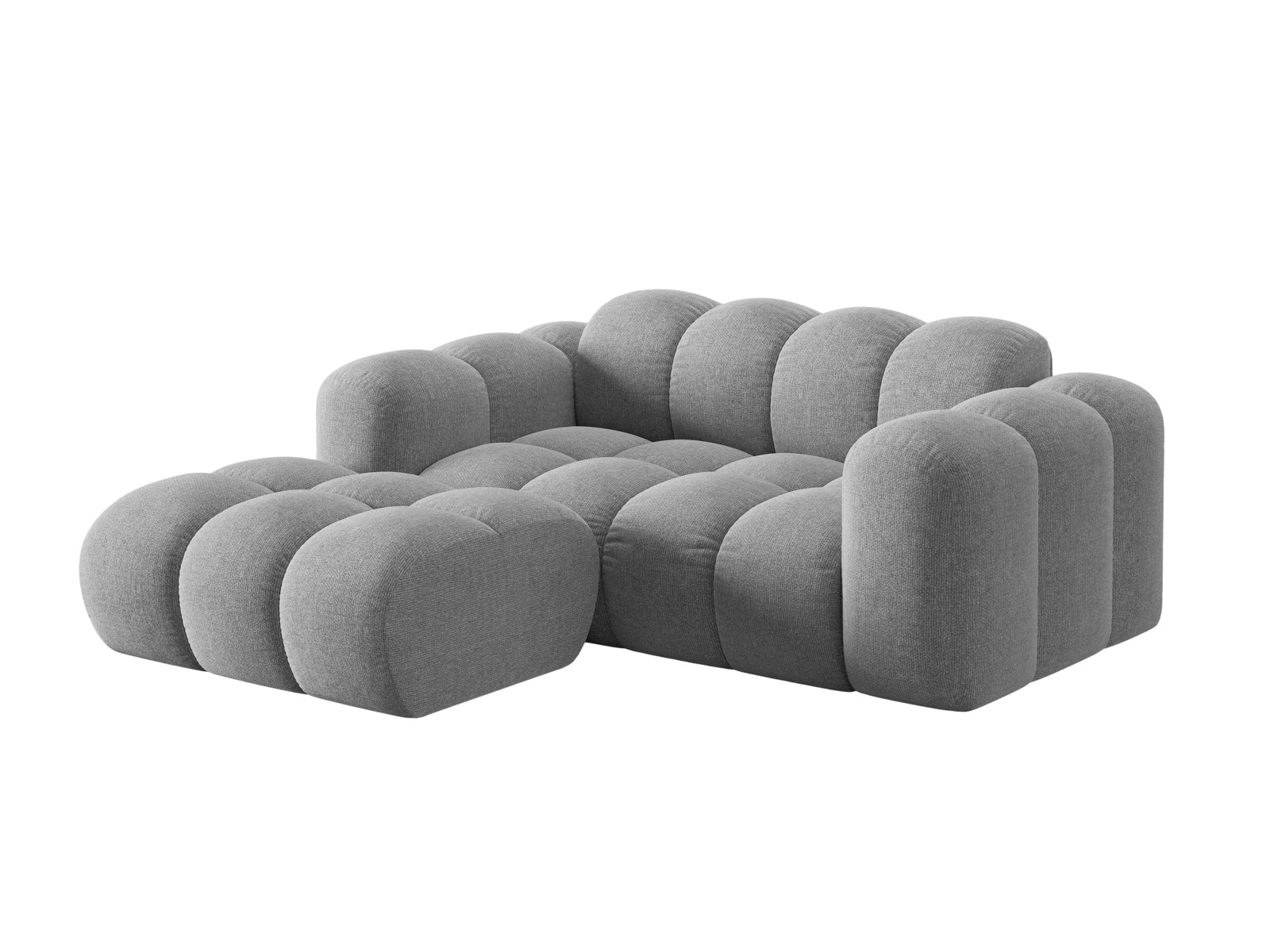 Stylisches 2-Sitzer Ecksofa Treno in hellem Grau, ideal für moderne Wohnräume, präsentiert von Cosmopolitan Design.