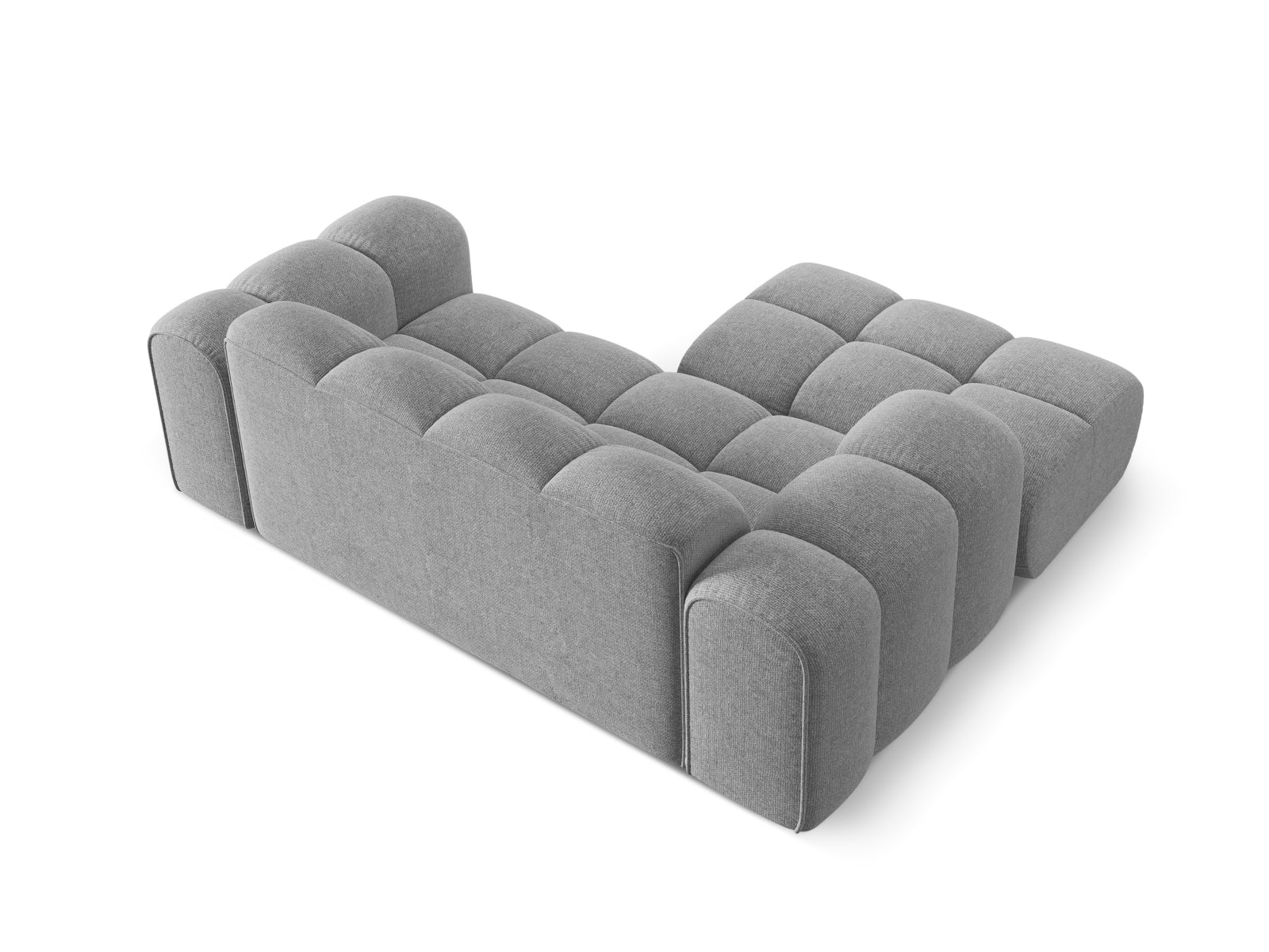 Stylisches 2-Sitzer Ecksofa Treno in elegantem Grau, perfekt für entspannte Stunden im Wohnzimmer, erhältlich bei Cosmopolitan Design.