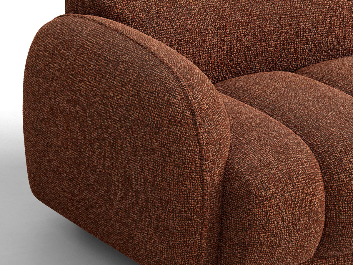 Beige-meliertes Boucle-Ecksofa links mit Récamiere, Massivholzrahmen und schwarzen Kunststoffbeinen, Cosmopolitan Design Bilbao Serie.