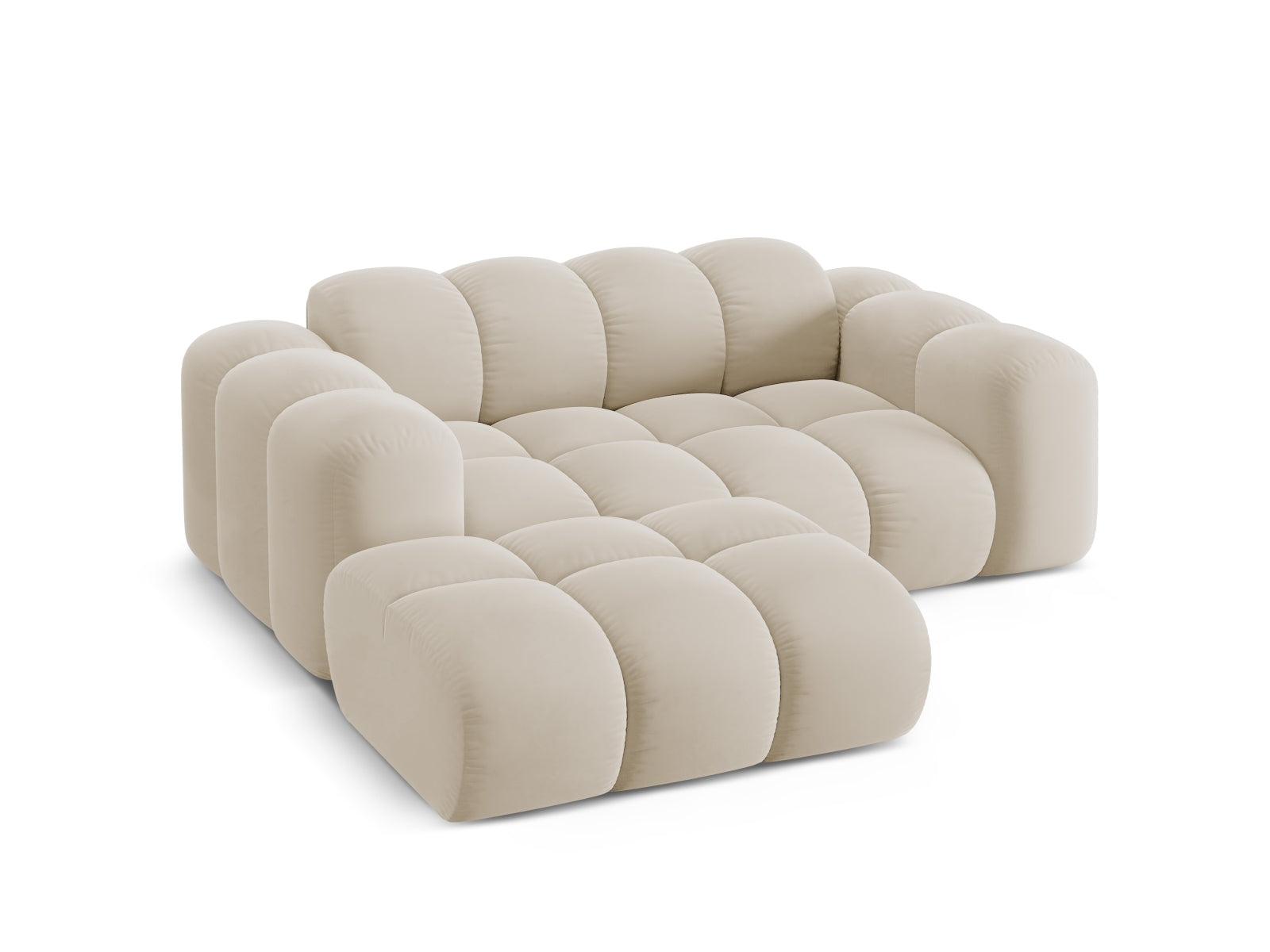 Modernes 2-Sitzer Ecksofa Treno in edlem Dunkelbeige, ideal für stilvolle Wohnräume und gemütliche Entspannung, erhältlich bei Cosmopolitan Design.