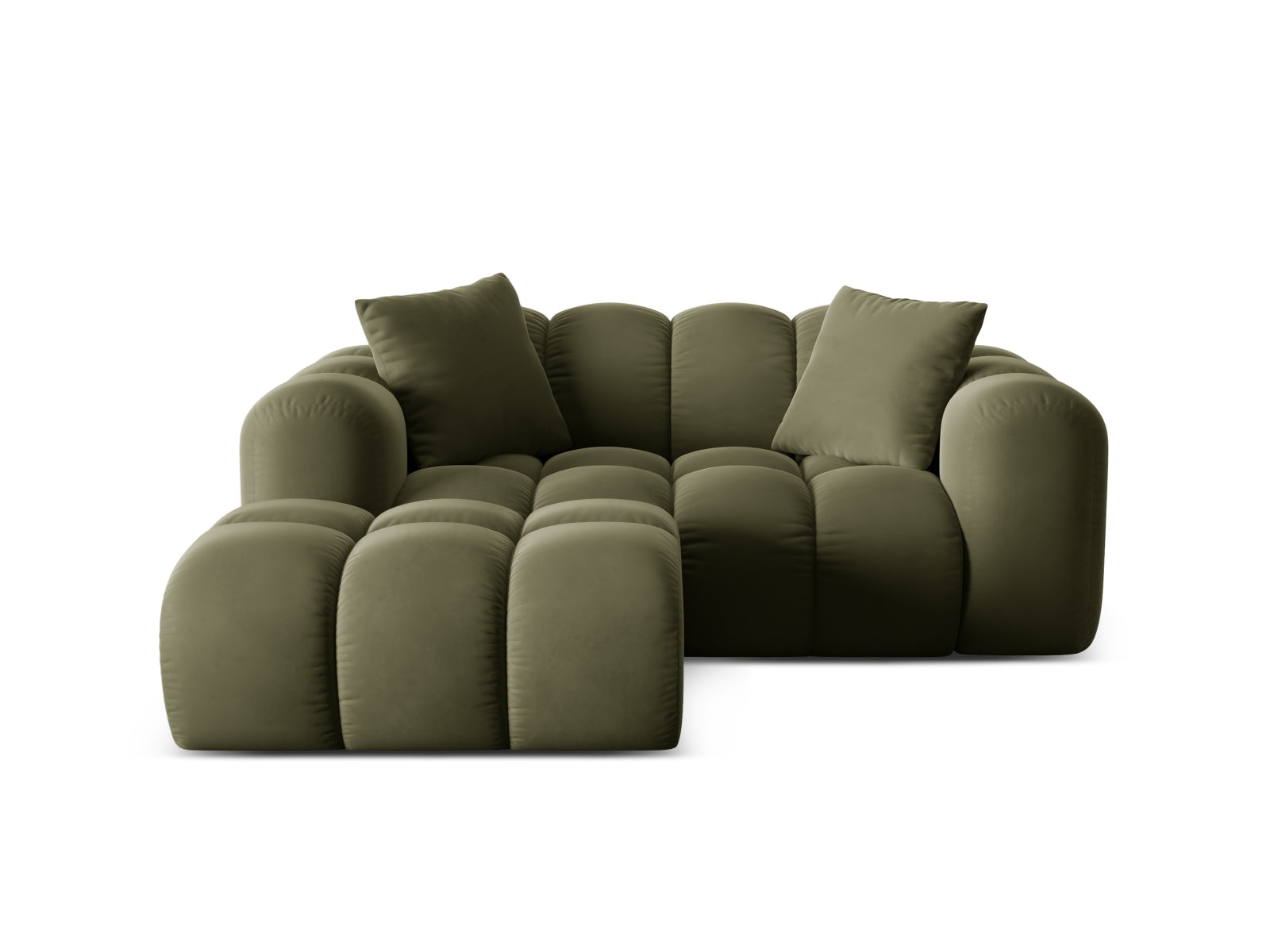 2-Sitzer Ecksofa links Treno in Green-Bluvel präsentiert im Onlineshop von KAQTU Design AG. Ecksofa links ist von Cosmopolitan Design