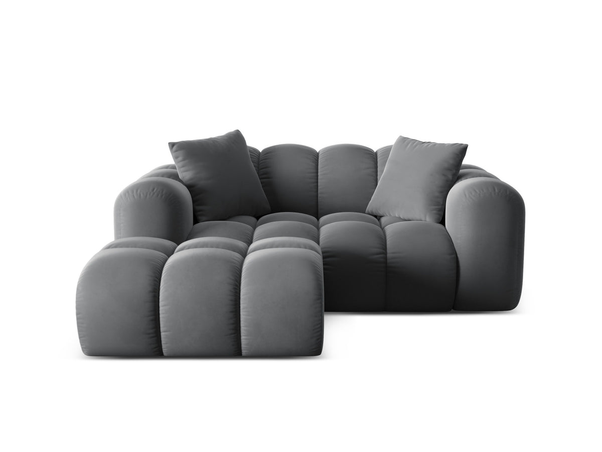 Ecksofa links Treno 2-Sitzer mit Récamiere, Stoffbezug und schwarzen Kunststoffbeinen