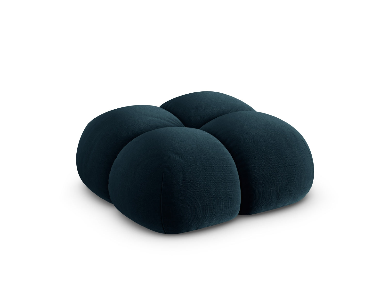 Stilvoller Loretto Velour Pouf in luxuriösem Petrol, 90 cm Durchmesser, perfekt für moderne Interiors und entspannte Sitzmöglichkeiten.
