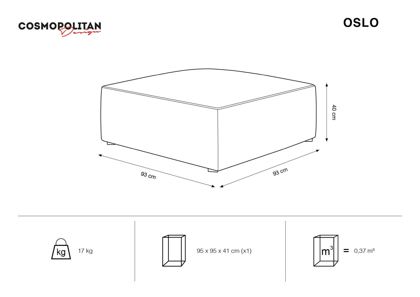 Oslo Pouf 1 Sitzer in Black, Grey Beige Melange präsentiert im Onlineshop von KAQTU Design AG. Modulares Sofa ist von Cosmopolitan Design