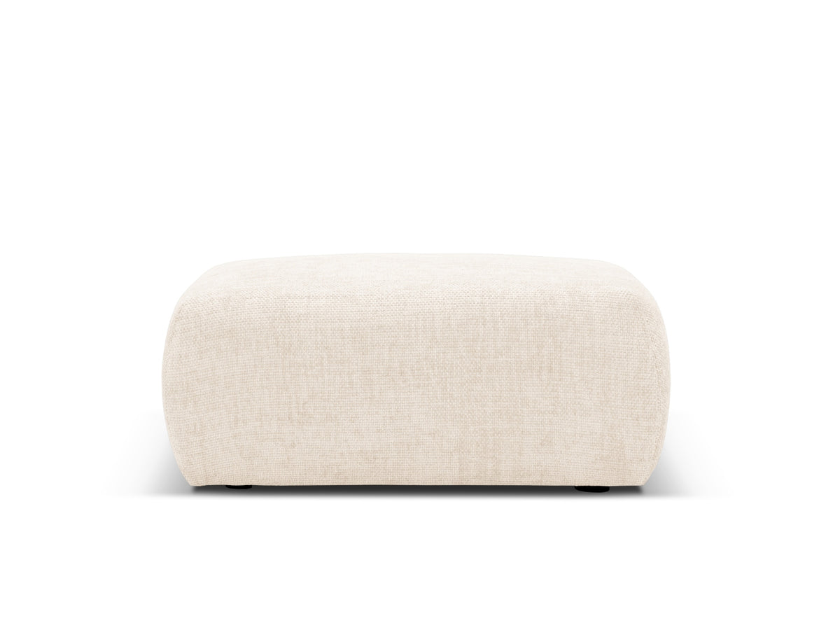 Gepolsterter Pouf Matera mit Velourbezug auf schwarzen Kunststoffbeinen, Cosmopolitan Design