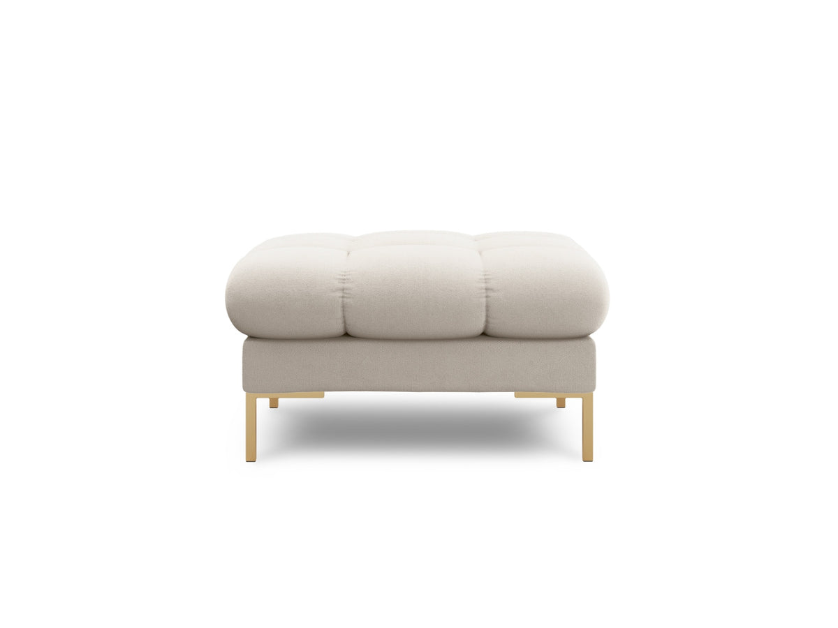 Quadratischer Pouf Bali mit gepolsterter Sitzfläche aus Stoff auf schlanken Metallbeinen