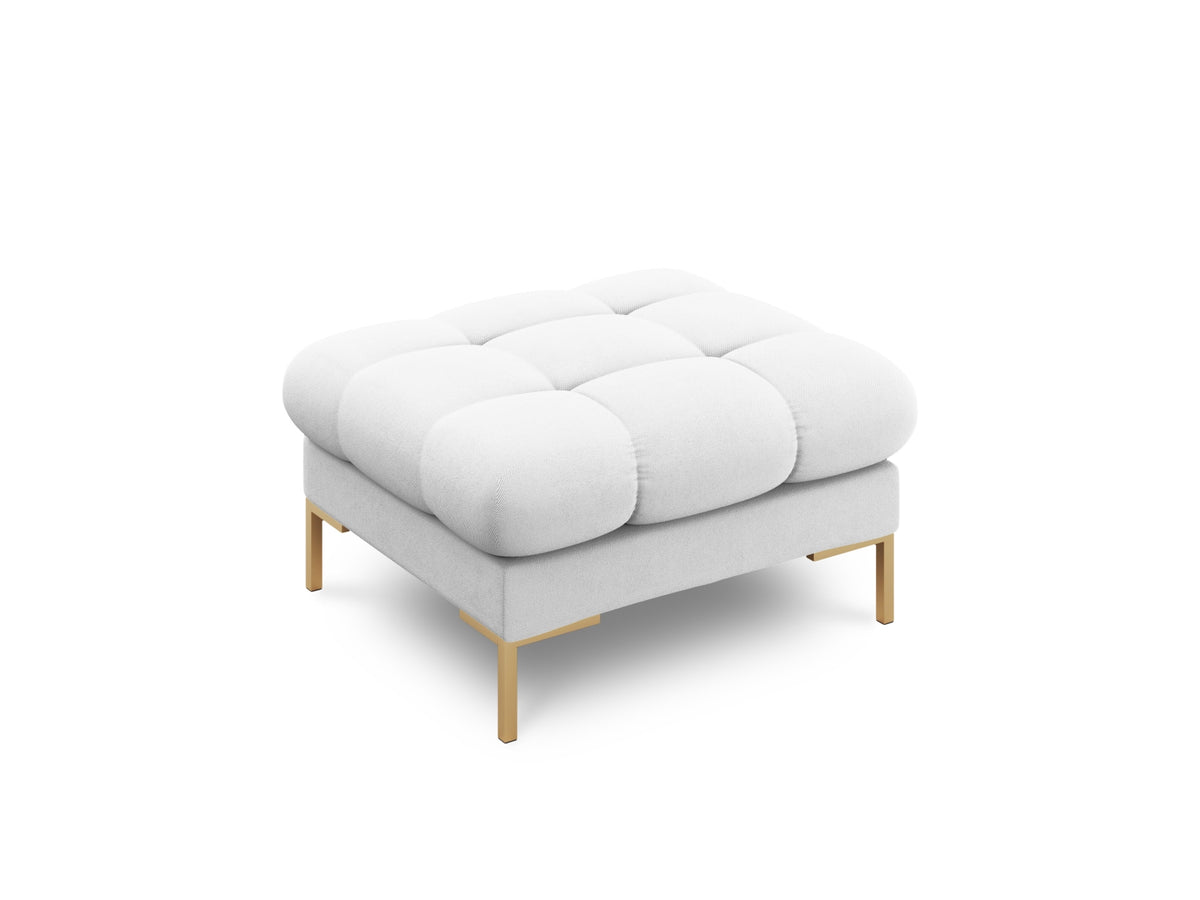 Quadratischer Pouf Bali mit gepolsterter Sitzfläche aus Stoff auf schlanken Metallbeinen
