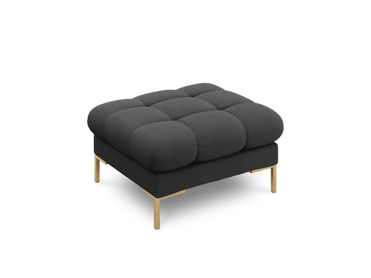 Quadratischer Pouf Bali mit gepolsterter Sitzfläche aus Stoff auf schlanken Metallbeinen