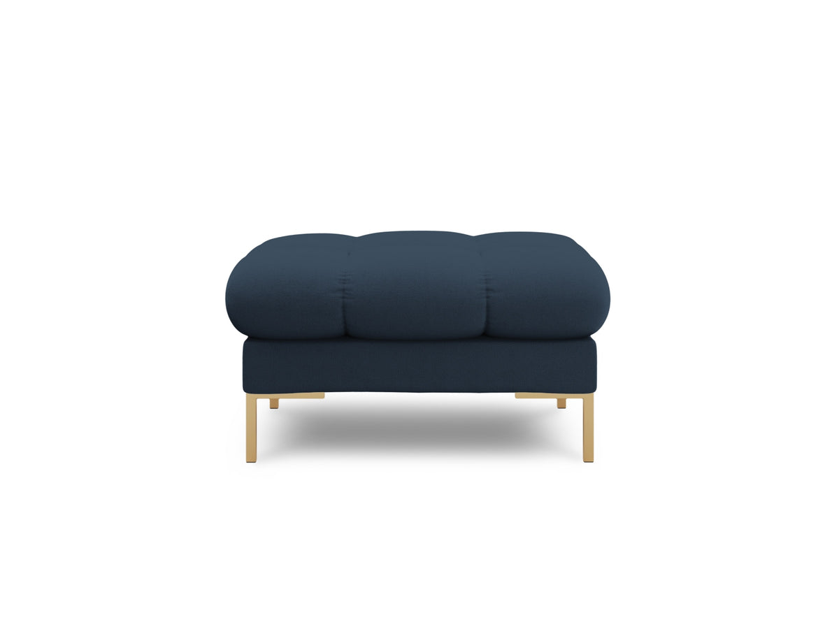 Quadratischer Pouf Bali mit gepolsterter Sitzfläche aus Stoff auf schlanken Metallbeinen